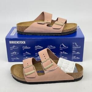 Birkenstock Arizona Soft Footbed Sandals Pink Nubuck Size 7 Narrow Women’s New.